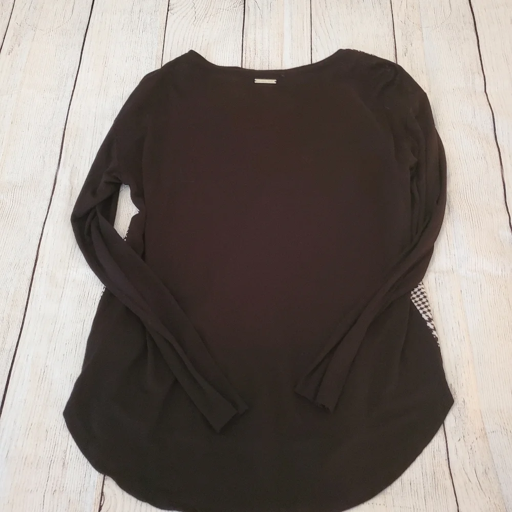 Michael Kors Long Sleeve Houndstooth Top
